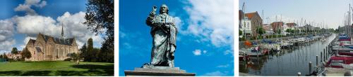 Drie unieke beelden van Brouwershaven: kerk, beeld Jacob Cats en de haven